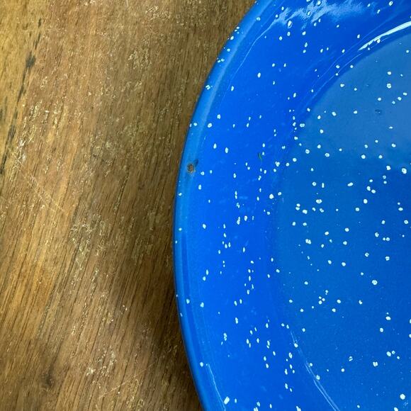 Vintage blue‎ white speckled enamel granite ware skillet cooking pan - Picture 4 of 7